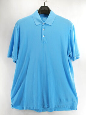 Fedeli Polo Shirt Mens Large Light Blue Collared Short Sleeve Made in Italy